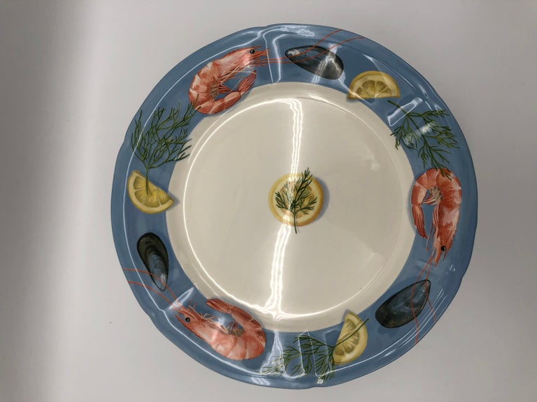 Belleîle by Gien France Seafood Plates, 9 Dinner Plates at 1stDibs