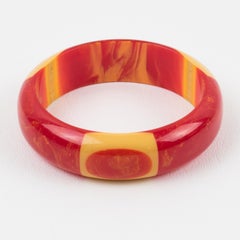 Belle Kogan Bakelite Bracelet Bangle with Red and Yellow Laminated Dots
