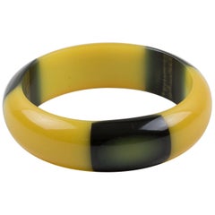 Belle Kogan - Bracelet en bakélite laminée jaune et noire
