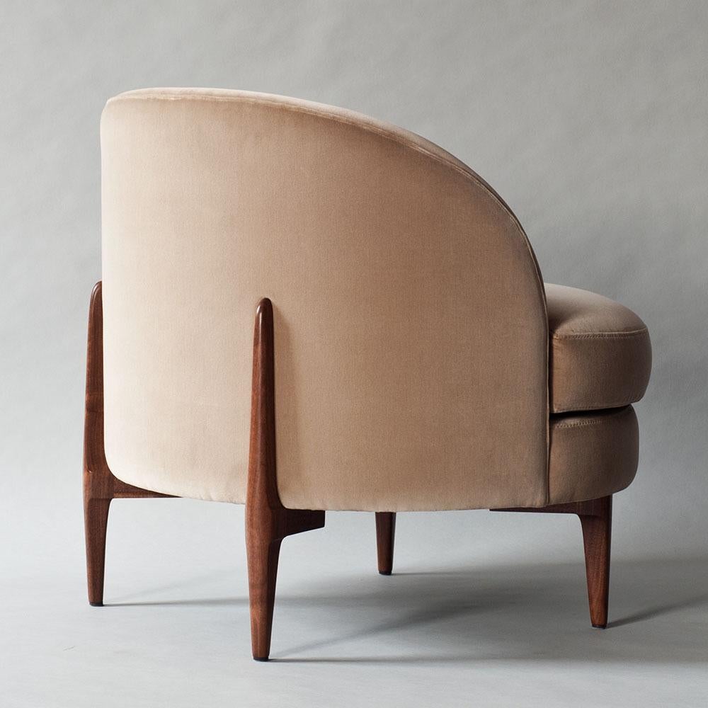 Upholstery Belle Side Chair by DeMuro Das with Walnut Legs For Sale