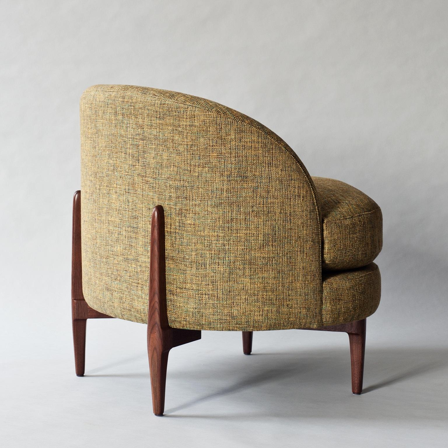 Modern Belle Side Chair by DeMuro Das with Walnut Legs For Sale
