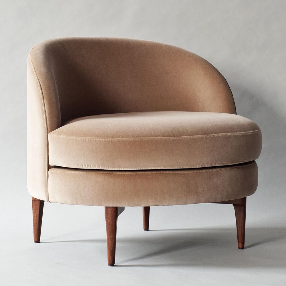 Contemporary Belle Side Chair by DeMuro Das with Walnut Legs For Sale