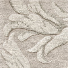 Floral pattern Classic Rug beige grey Wool Blend-silk - Belle Vue Pearl