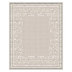 Tappeto classico con motivo floreale beige grigio misto lana e seta - Belle Vue Pearl