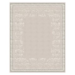 Floral pattern Classic Rug beige grey Wool Blend-silk - Belle Vue Pearl 