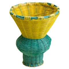 Belle Vase Woven in Emerald and Lemon, by Studio Herron