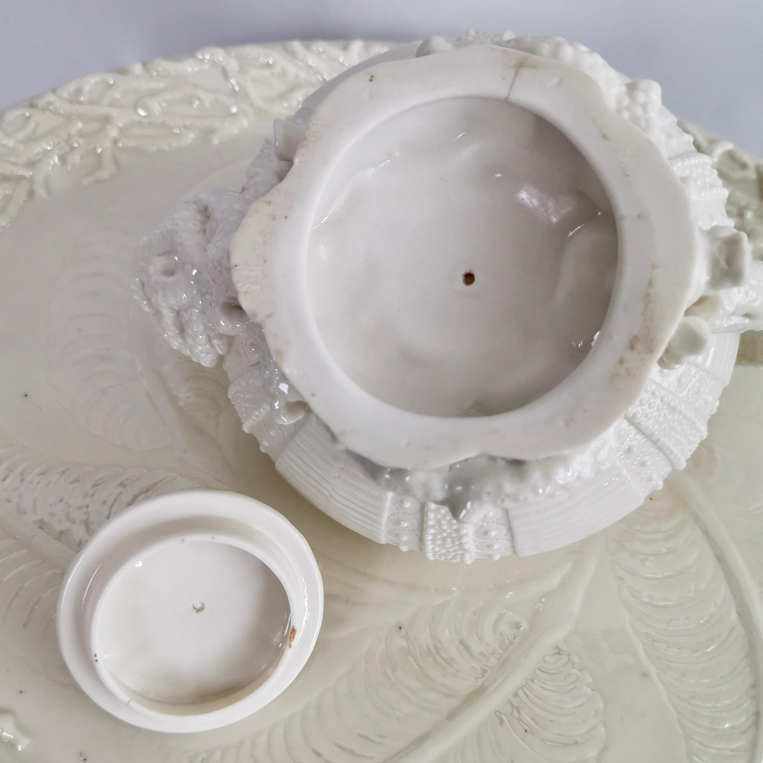 Belleek Porcelain Cabaret Tea Set, White Echinus, Victorian, 1867-1926 11