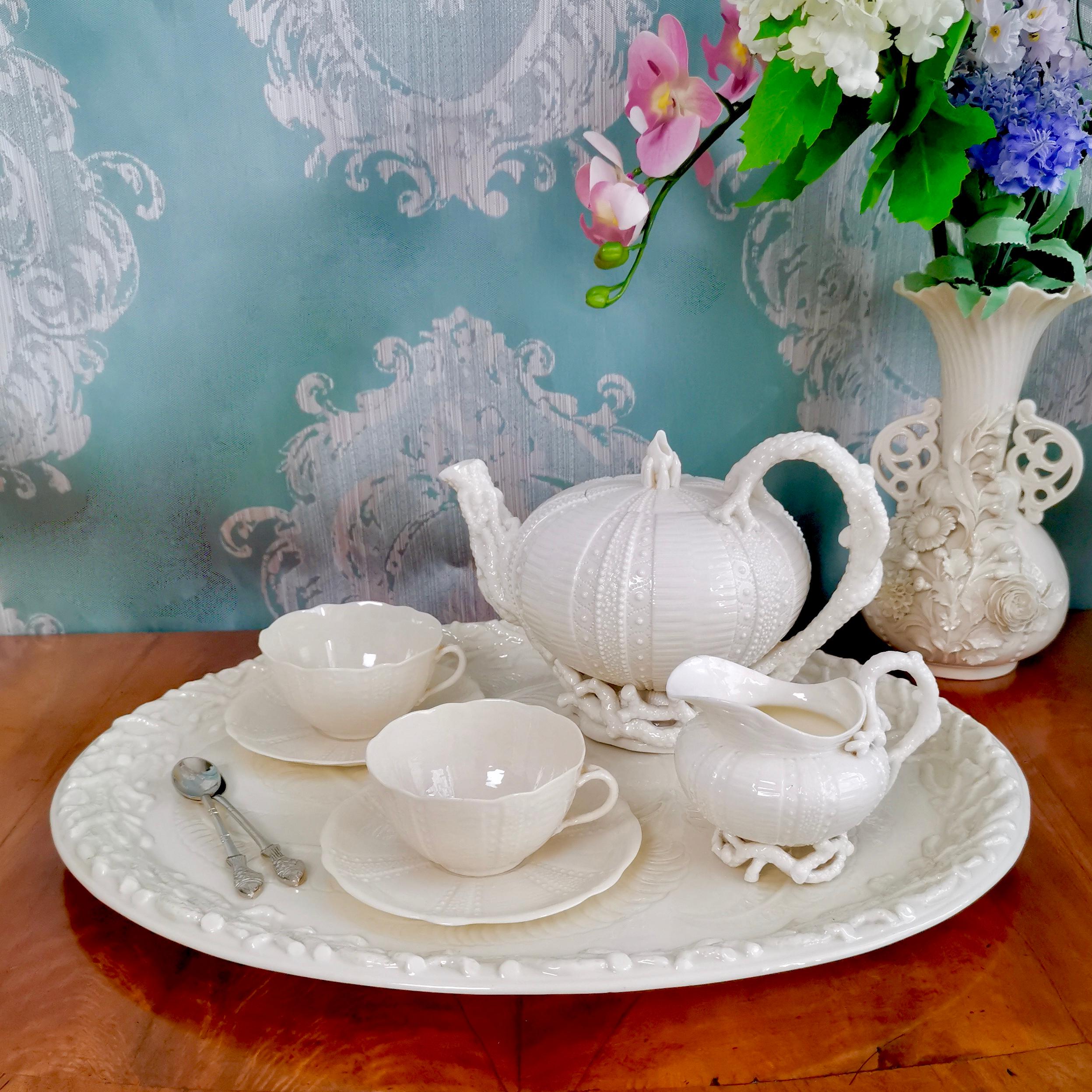 This is a very rare Belleek cabaret set for two, or 