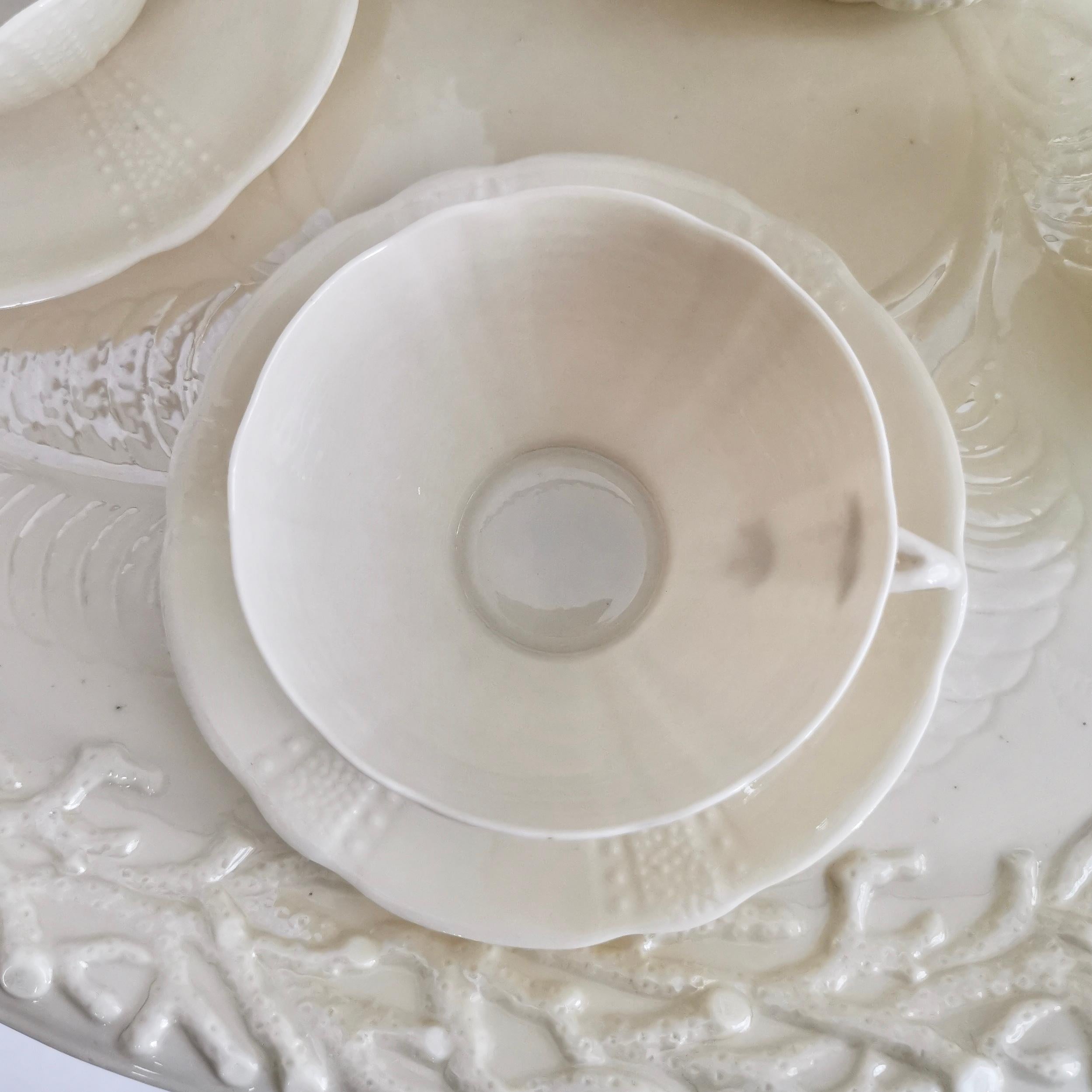 Belleek Porcelain Cabaret Tea Set, White Echinus, Victorian, 1867-1926 In Good Condition In London, GB