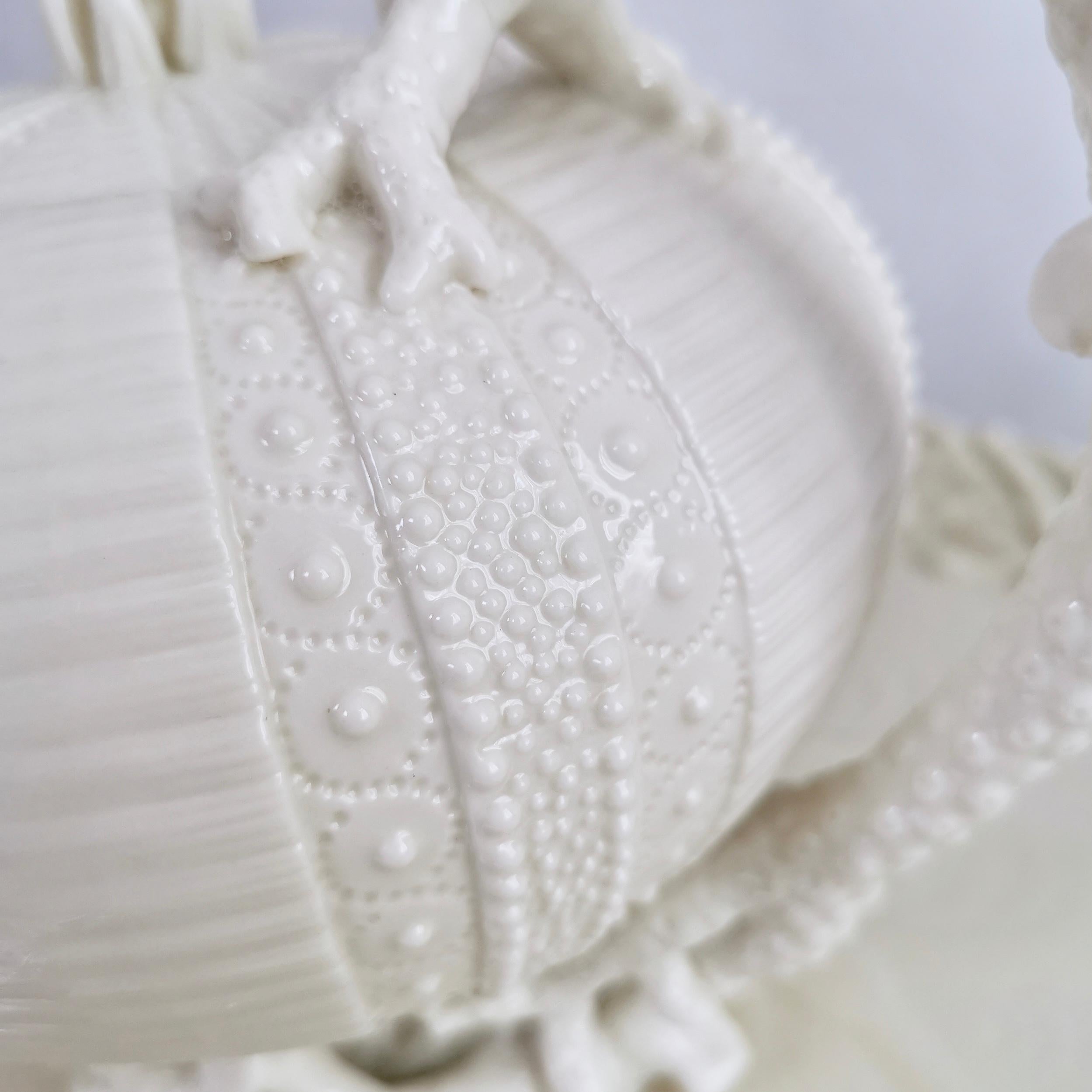 Belleek Porcelain Cabaret Tea Set, White Echinus, Victorian, 1867-1926 1