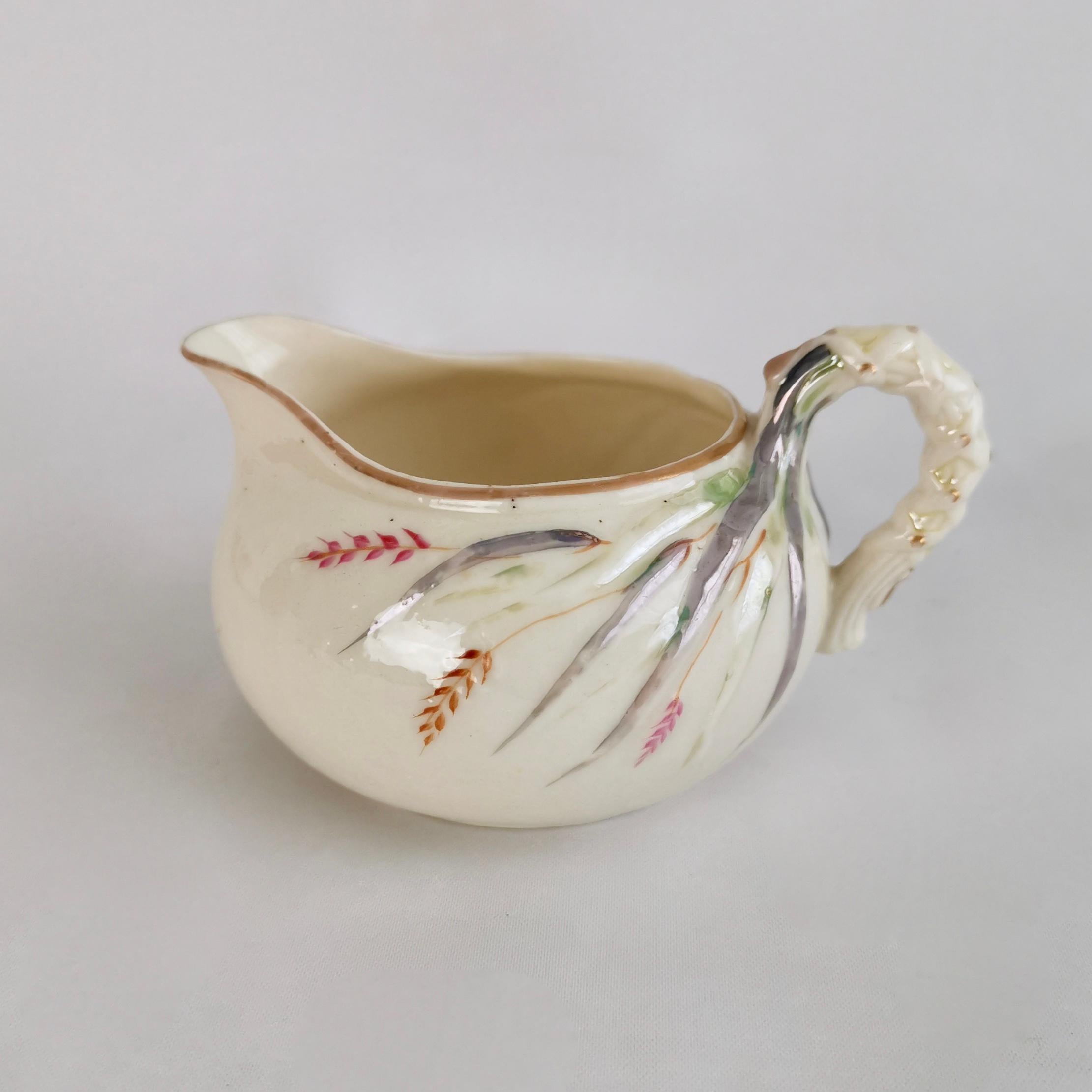 Belleek Porcelain Cabaret Tea Set for Two, Grass Design, Victorian 1863-1891 1