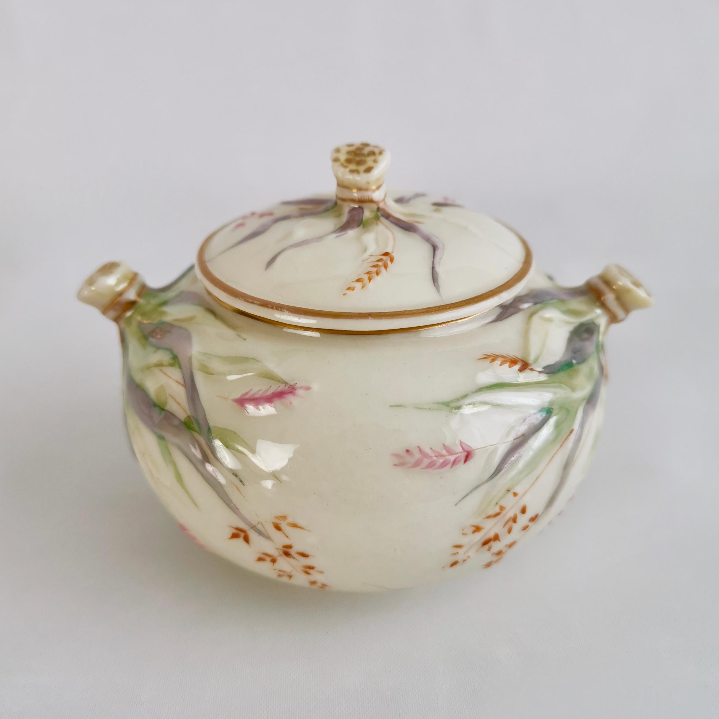 Belleek Porcelain Cabaret Tea Set for Two, Grass Design, Victorian 1863-1891 2