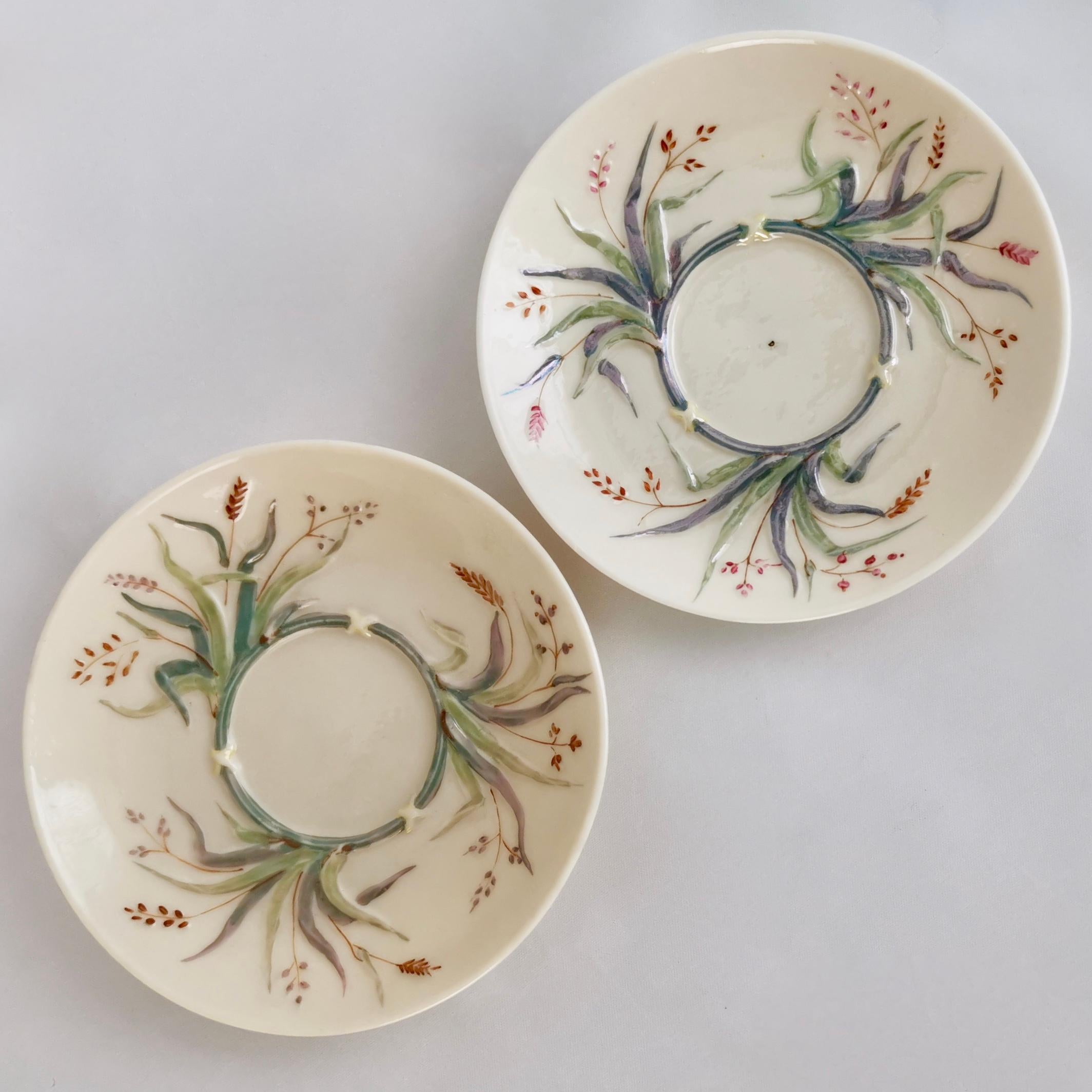 Belleek Porcelain Cabaret Tea Set for Two, Grass Design, Victorian 1863-1891 4