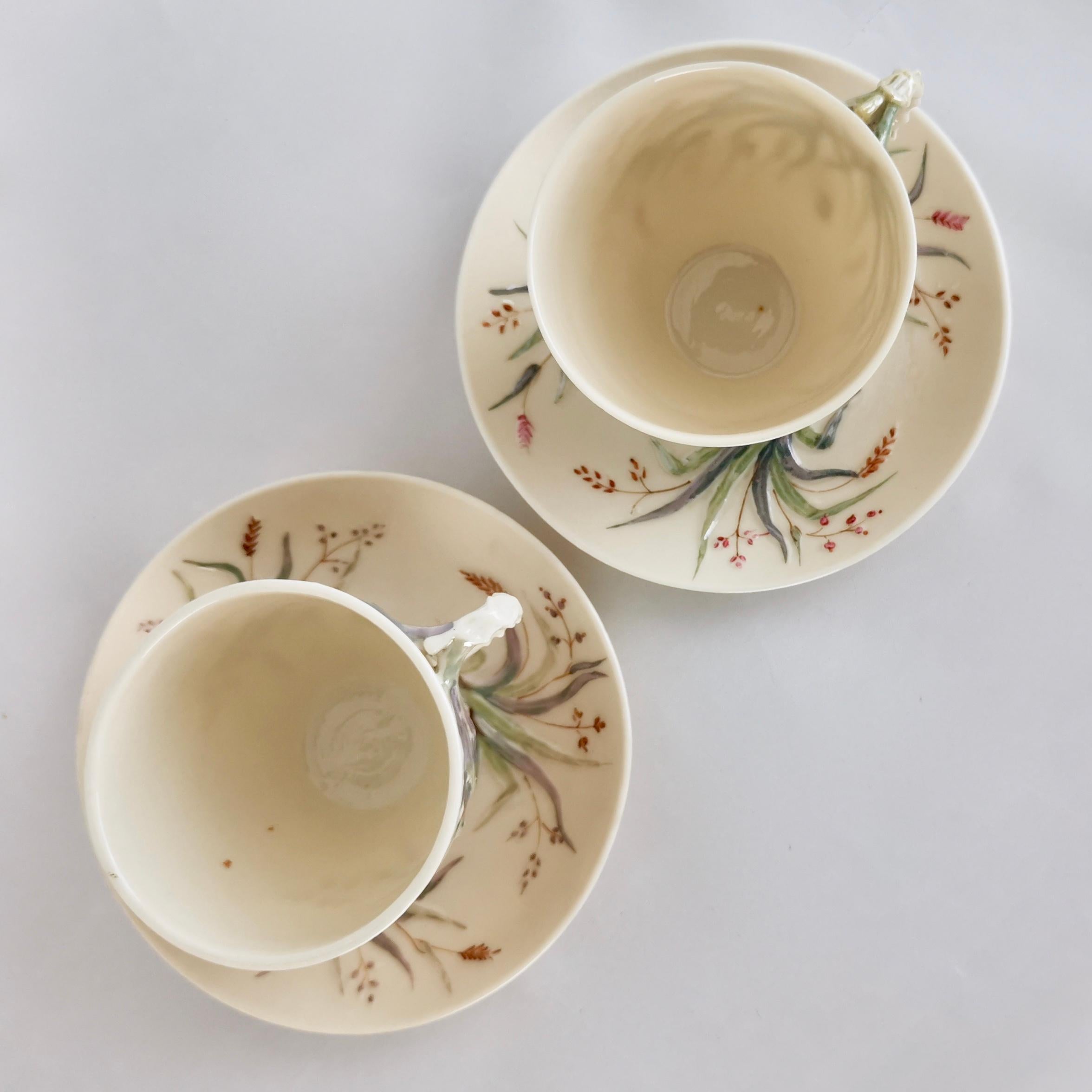 Belleek Porcelain Cabaret Tea Set for Two, Grass Design, Victorian 1863-1891 5