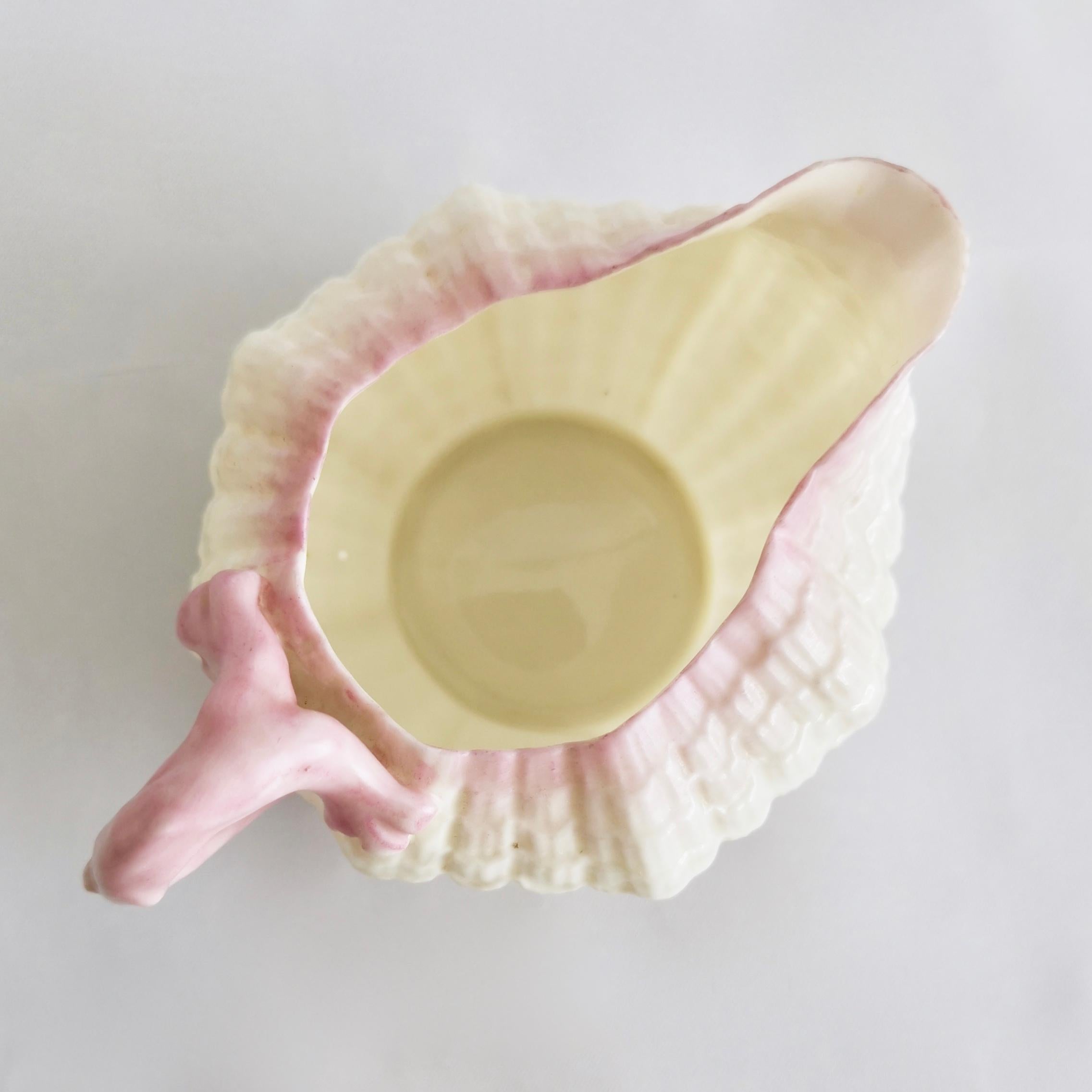 Belleek Porcelain Cabaret Tea Set, Pink Tridacna Shell, Victorian 1891-1926 4