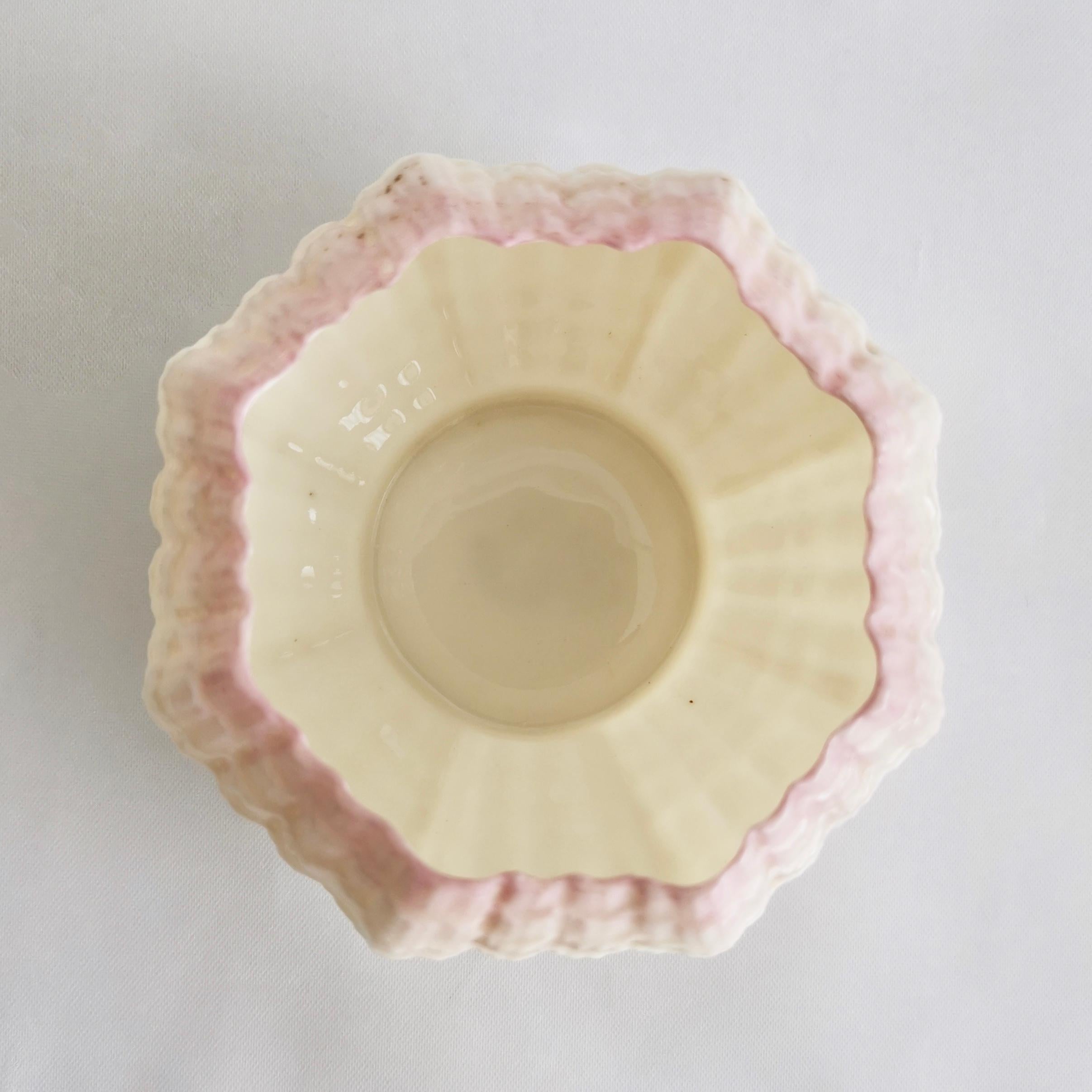 Belleek Porcelain Cabaret Tea Set, Pink Tridacna Shell, Victorian 1891-1926 5