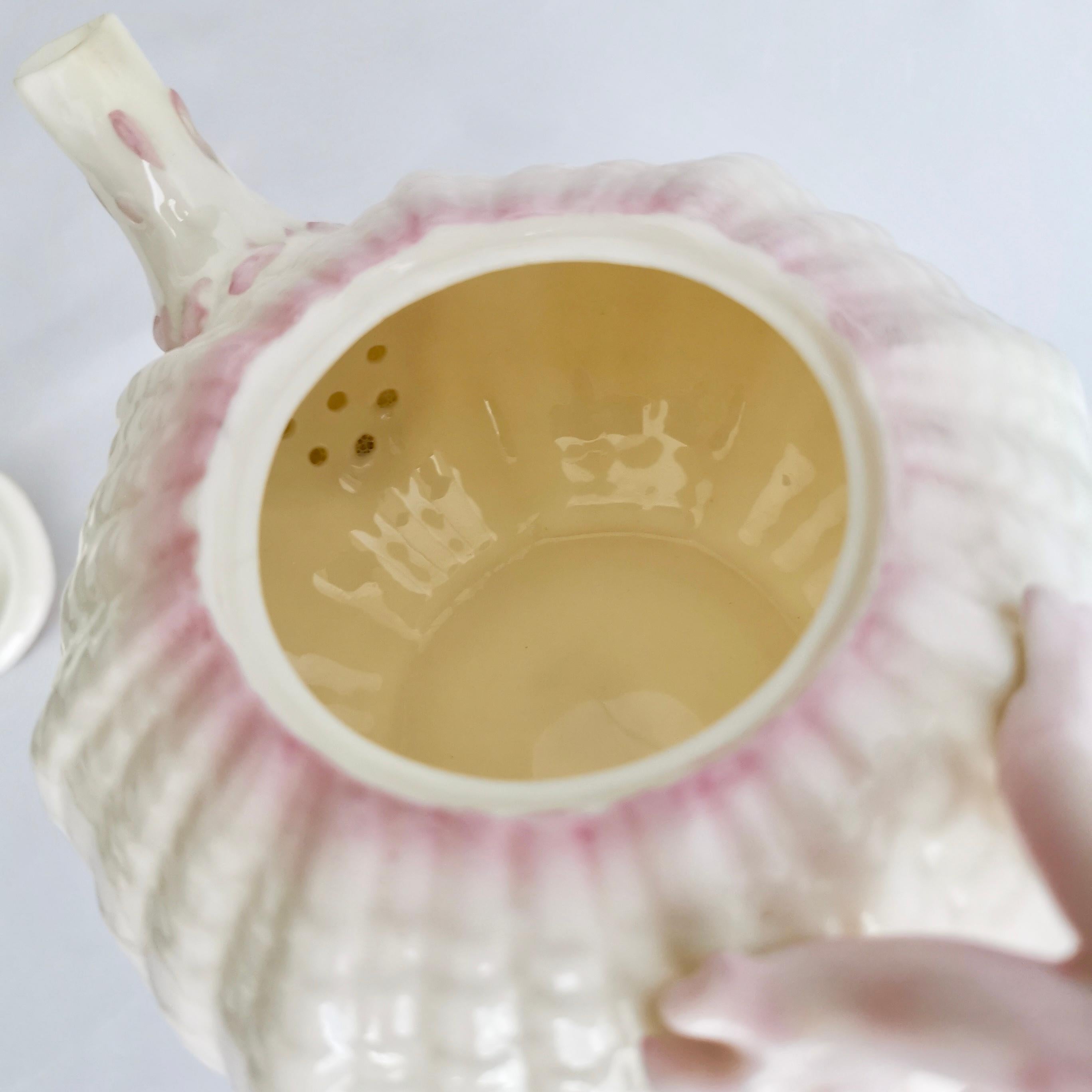 Belleek Porcelain Cabaret Tea Set, Pink Tridacna Shell, Victorian 1891-1926 1