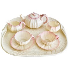 Belleek Cabaret Set, Pink Tridacna, 2nd Period 1891-1926