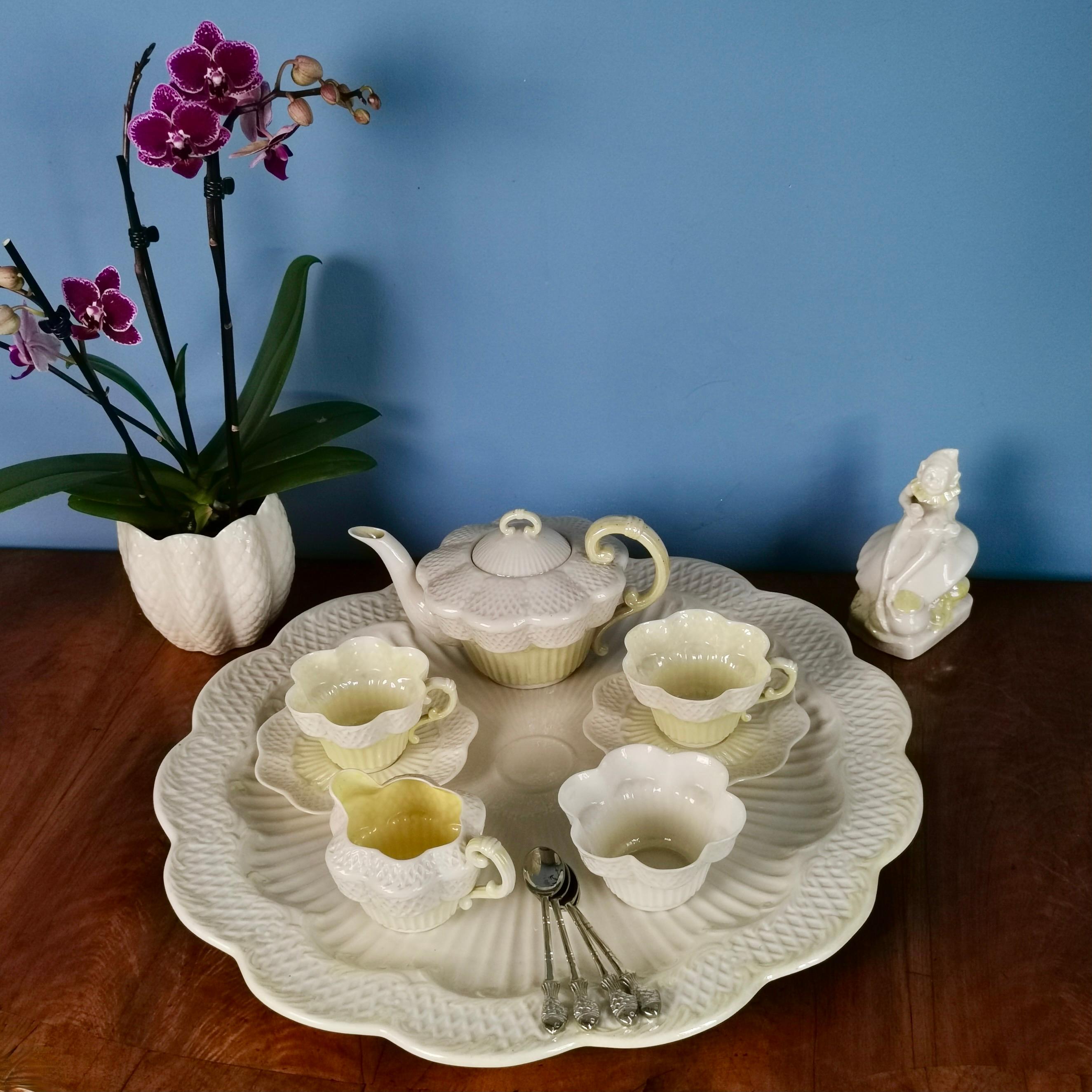 This is an extremely rare Belleek cabaret set for two, or 