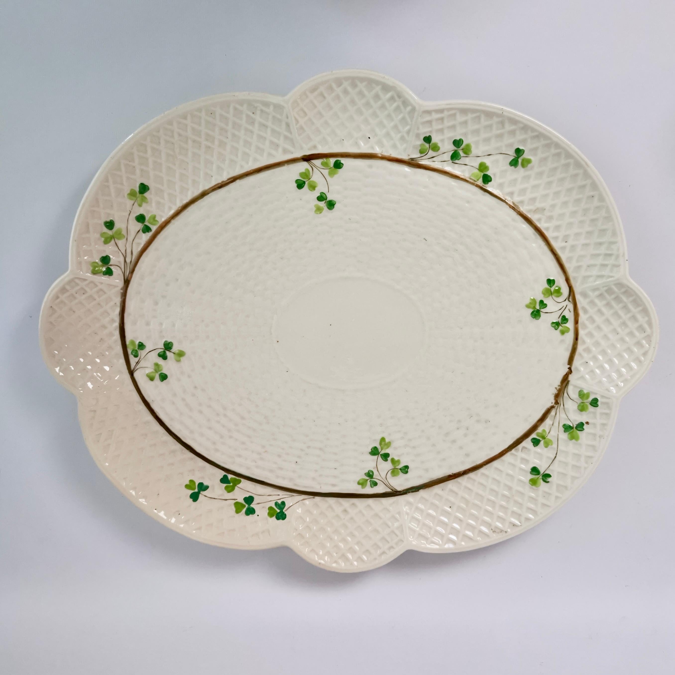 Service à thé de cabaret Belleek pour deux personnes, motif Shamrock, 1891-1946 en vente 4