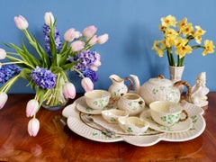 Belleek Cabaret Tea Set for Two, Shamrock Pattern, 1891-1946