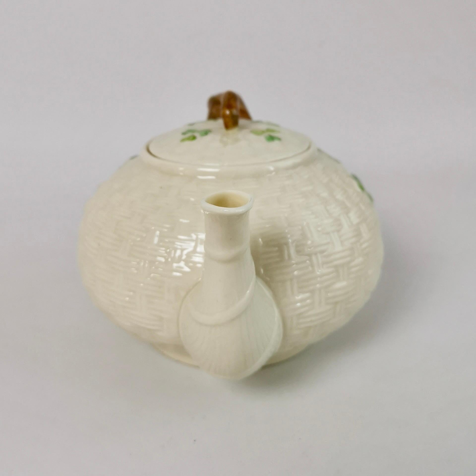 Victorian Belleek Cabaret Tea Set for Two, Shamrock Pattern, 1891-1946