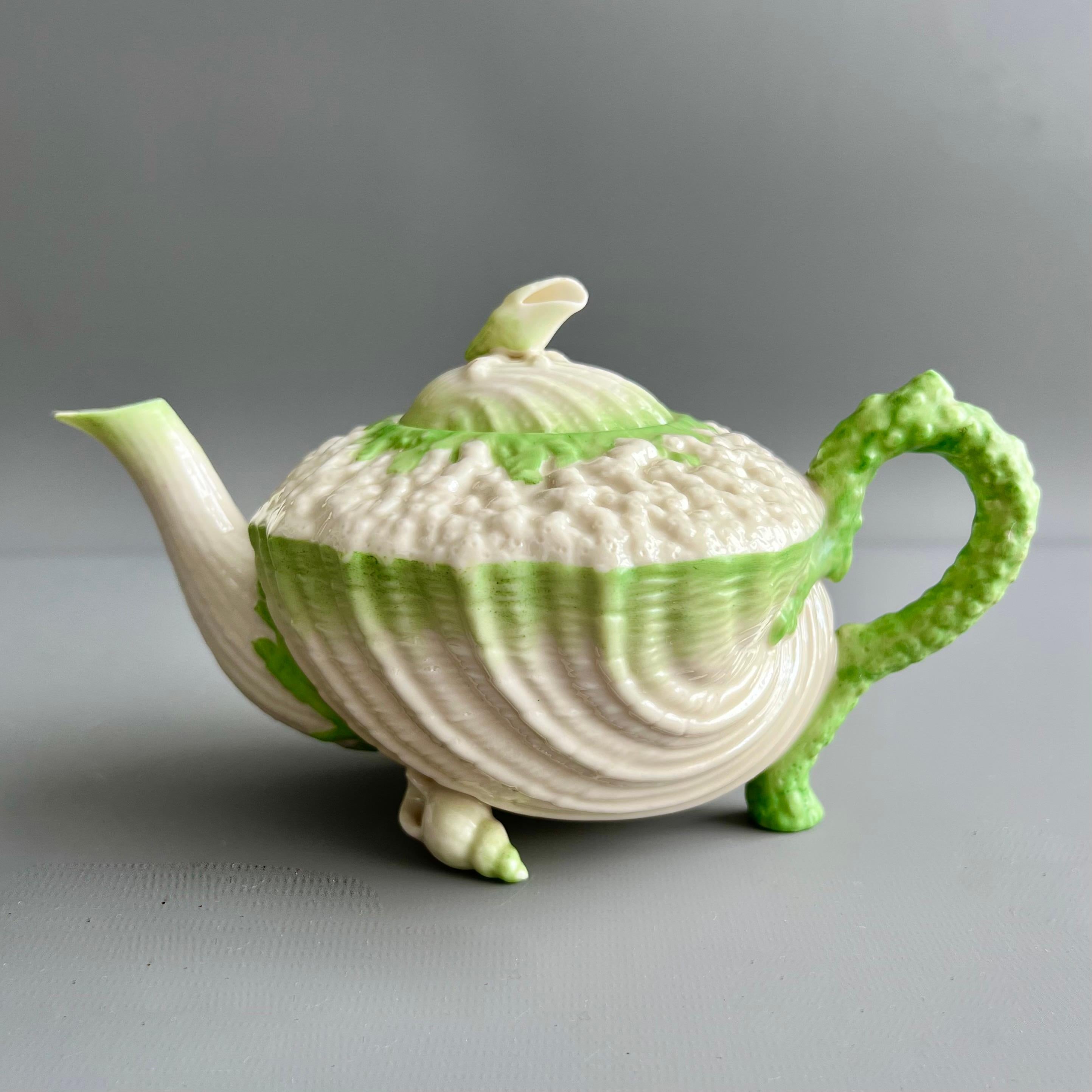 Northern Irish Belleek Cabaret Tea Set Serving Four, Green Neptune, 1863-1946