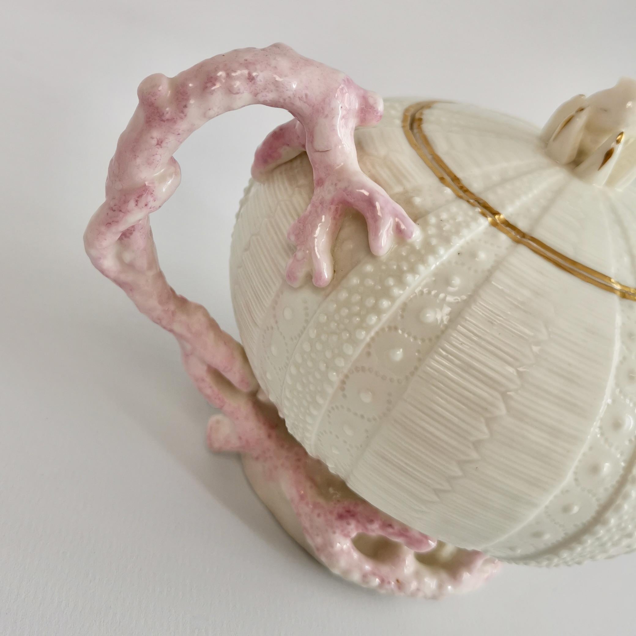 Belleek Cabaret Tea Set Solitaire, Pink Echinus Shells, 1869-1878 1