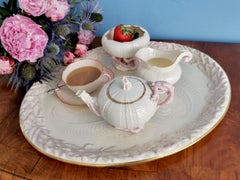 Belleek Cabaret Tea Set Solitaire, Pink Echinus Shells, 1869-1878