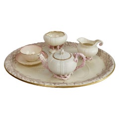 Belleek Cabaret Tea Set Solitaire, Pink Echinus Shells, 1869-1878