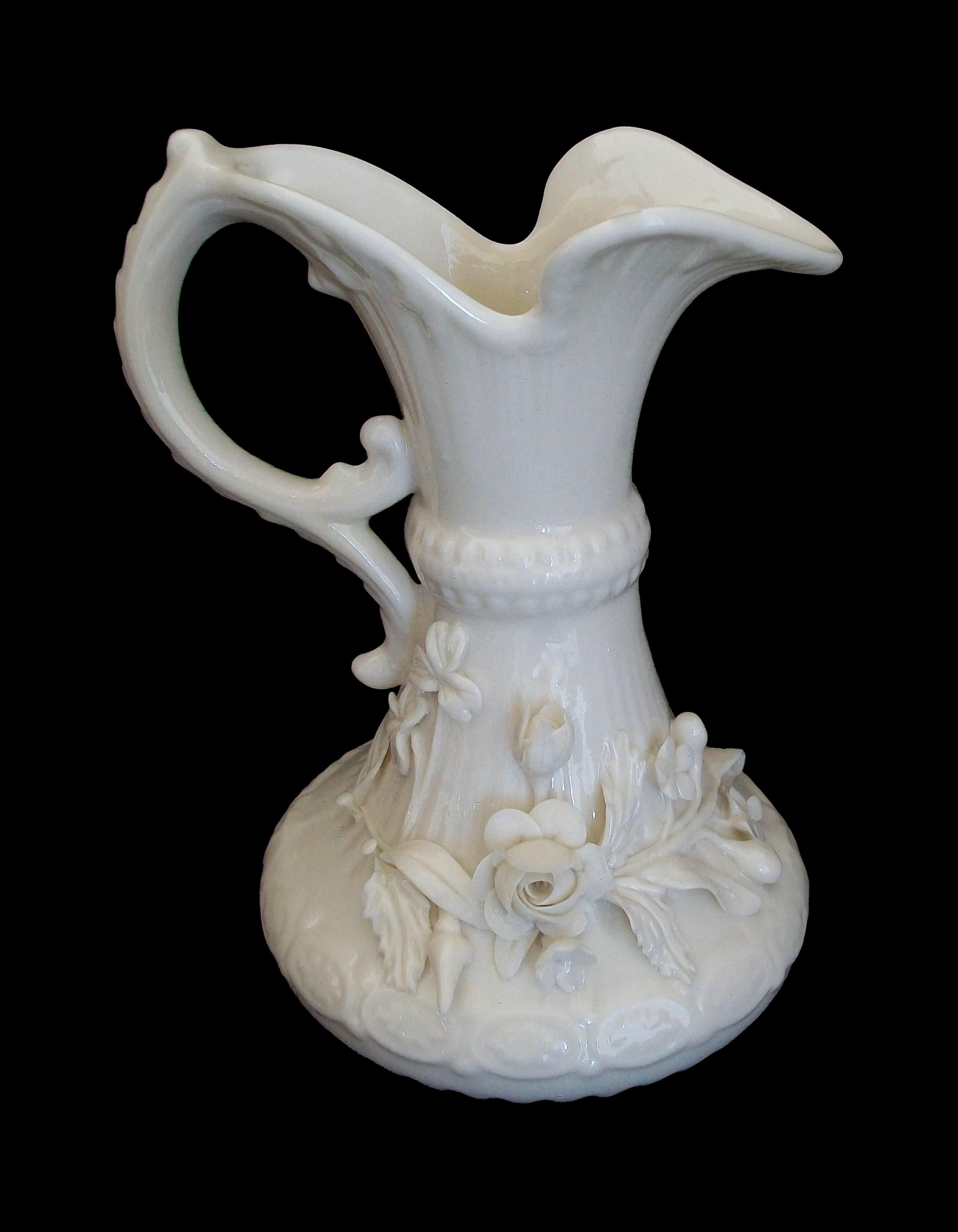 BELLEEK, Ceramic Ewer with Applied Floral Decoration, Ireland, Circa 1965-80 For Sale 3