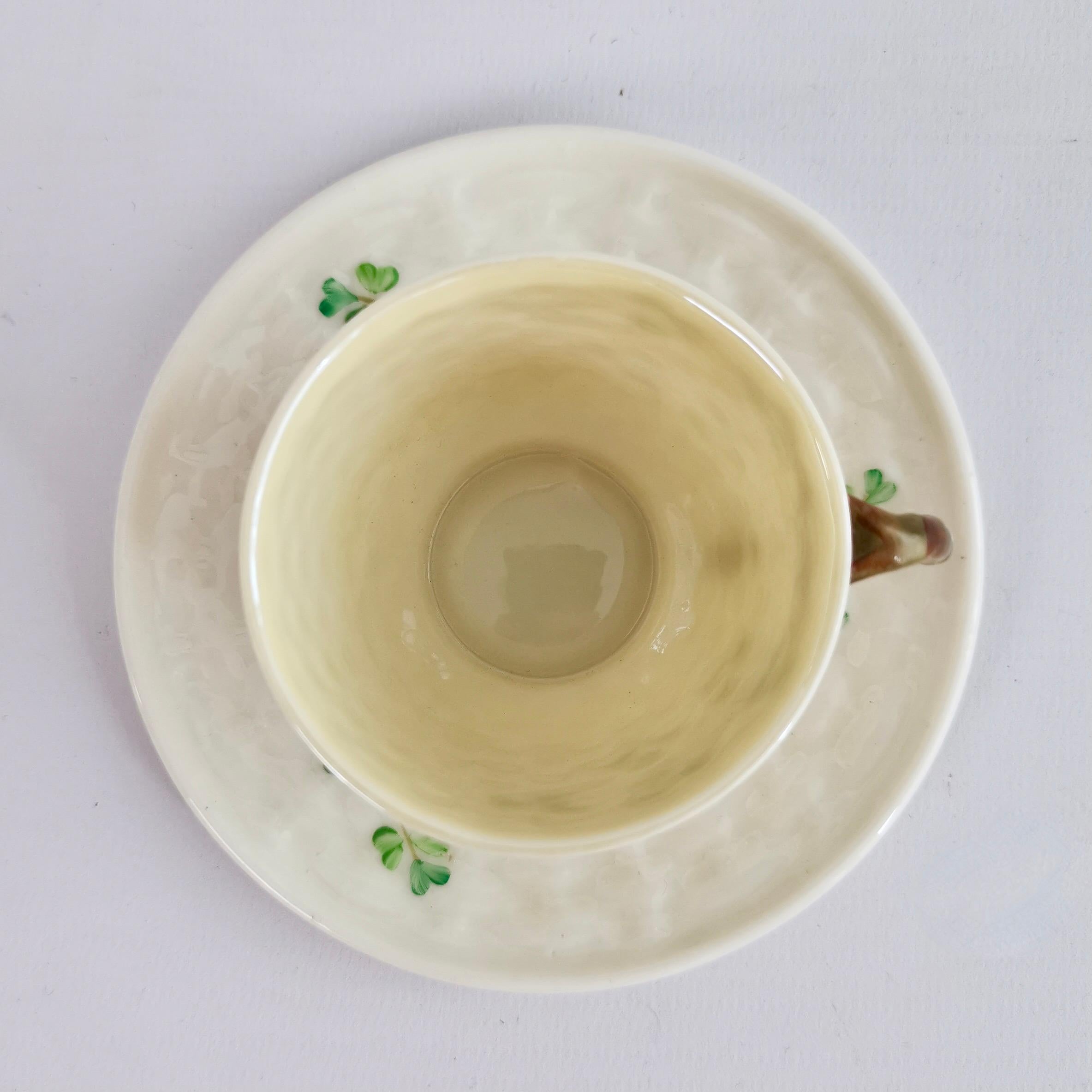 belleek shamrock tea cup and saucer
