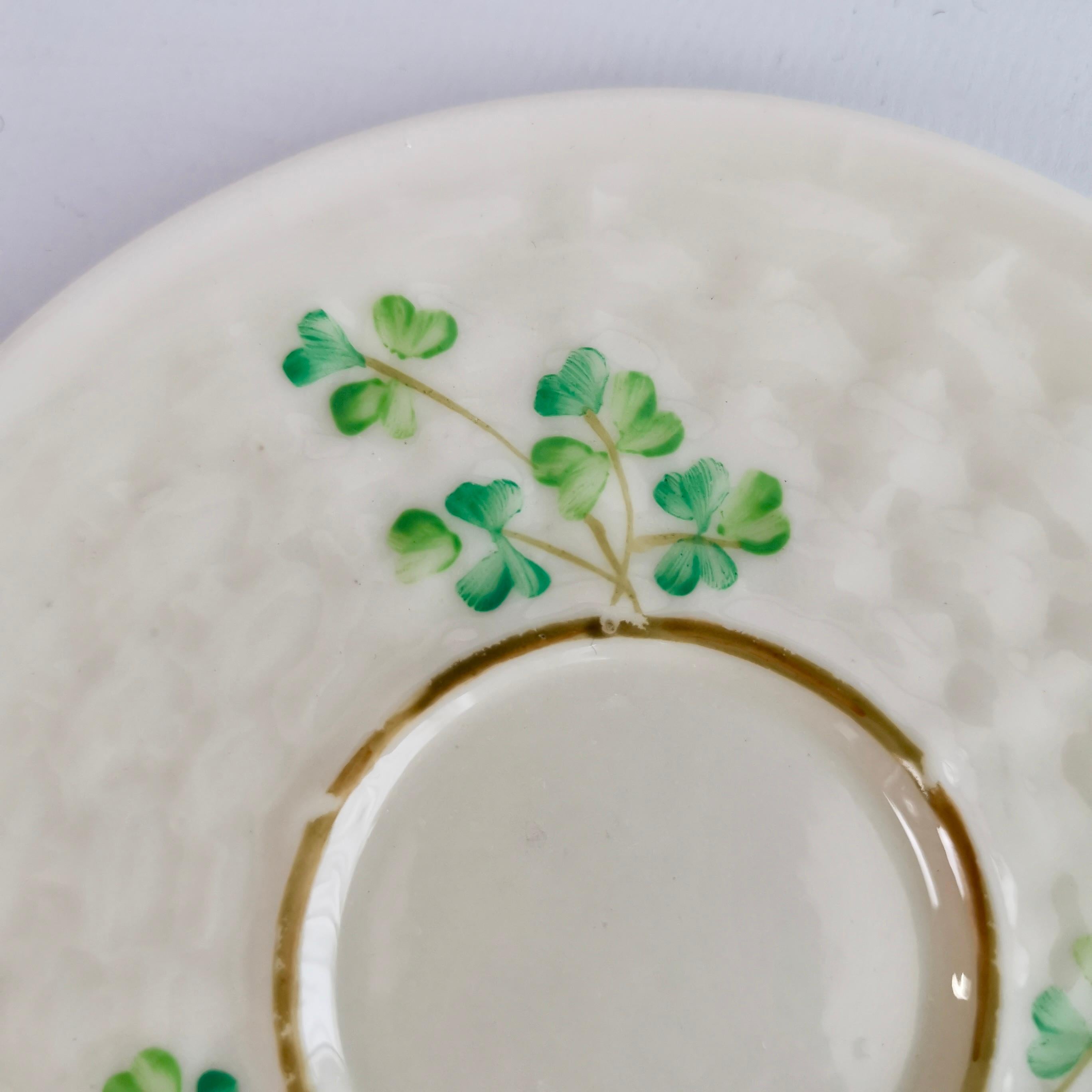 Belleek Demitasse Cup and Saucer, Shamrock Pattern, 1926-1946 In Good Condition In London, GB