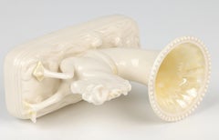 Belleek Irish 2nd Period Porcelain Cornucopia Sea Horse Vase