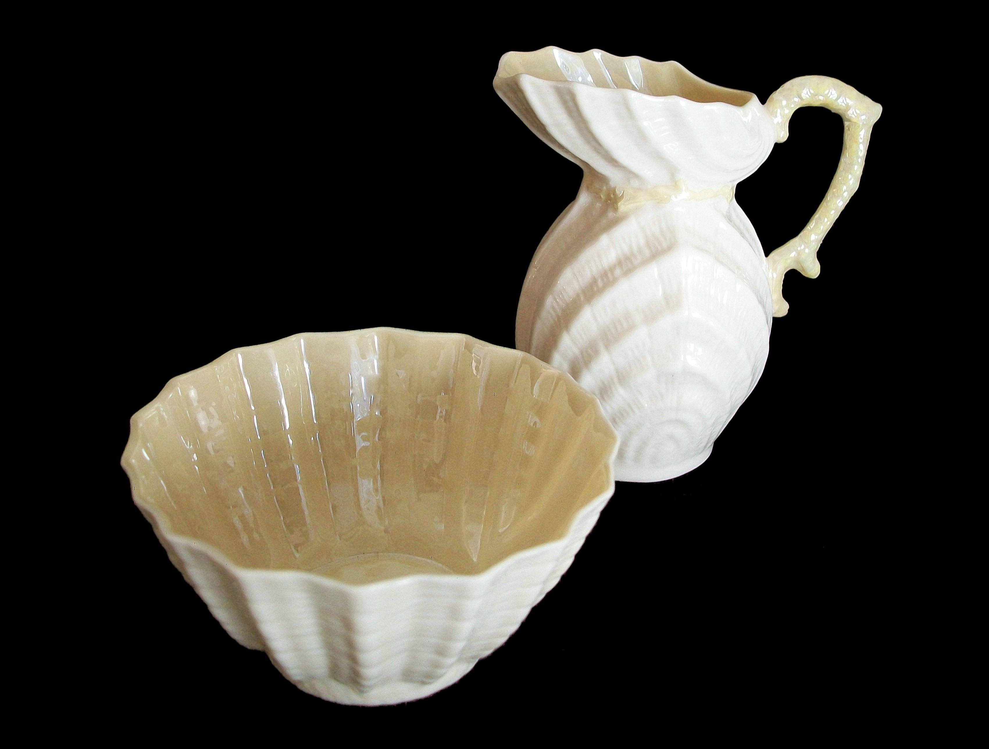 BELLEEK - 'Neptune' - Ceramic Cream Jug & Sugar Bowl - Ireland - Circa 1955-1980 5