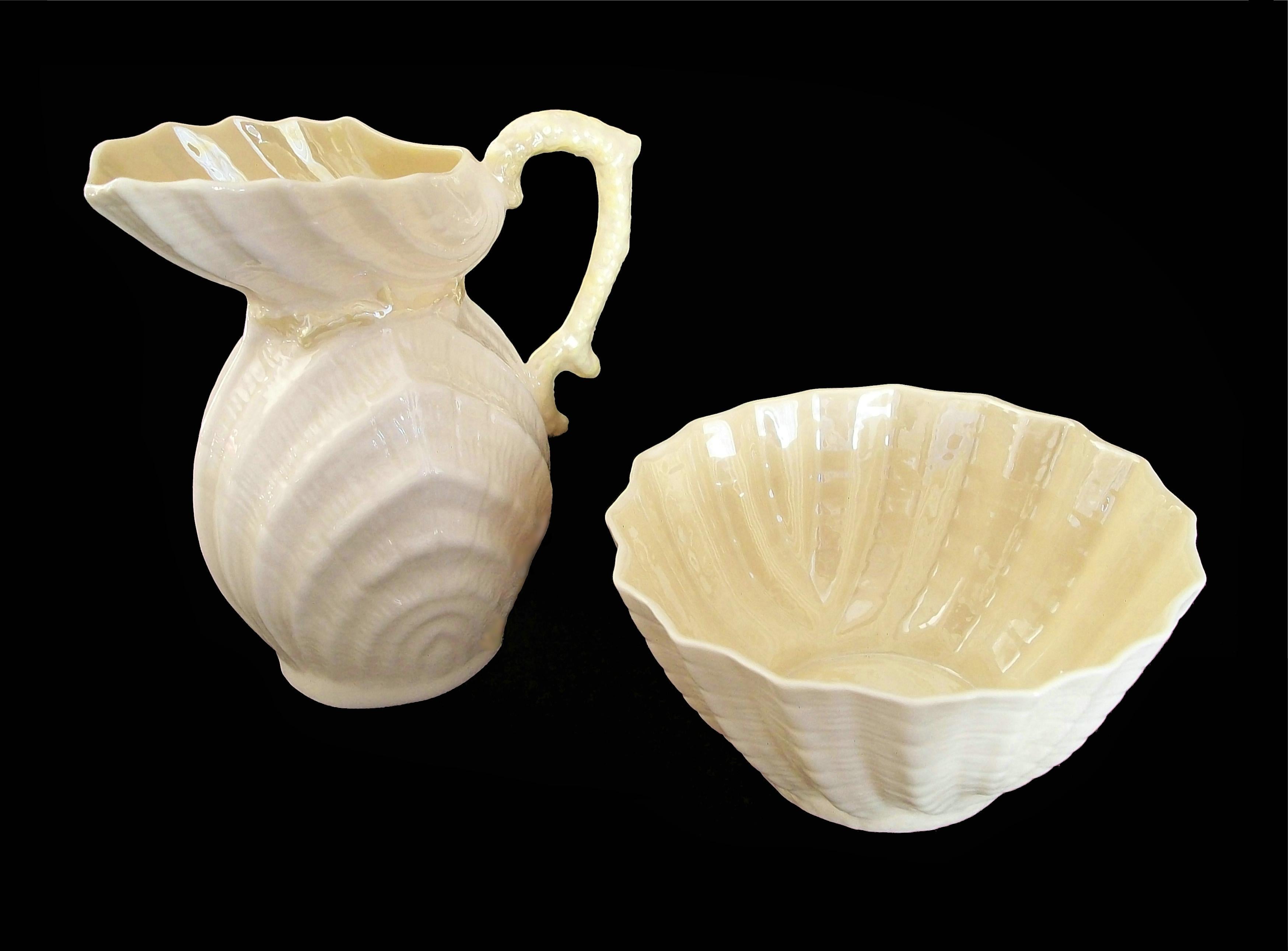 BELLEEK - 'Neptune' - Ceramic Cream Jug & Sugar Bowl - Ireland - Circa 1955-1980 6
