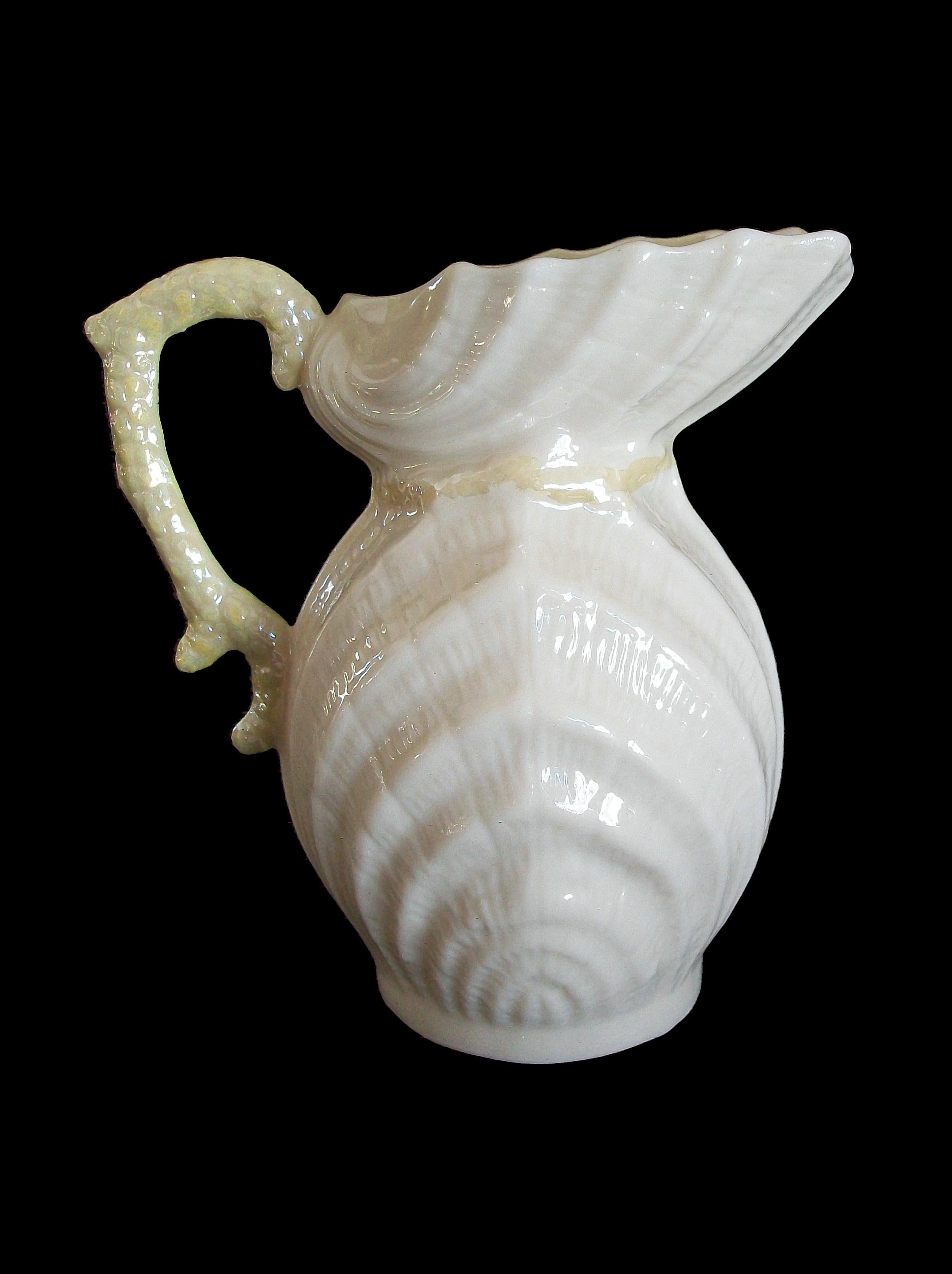 Victorian BELLEEK - 'Neptune' - Ceramic Cream Jug & Sugar Bowl - Ireland - Circa 1955-1980