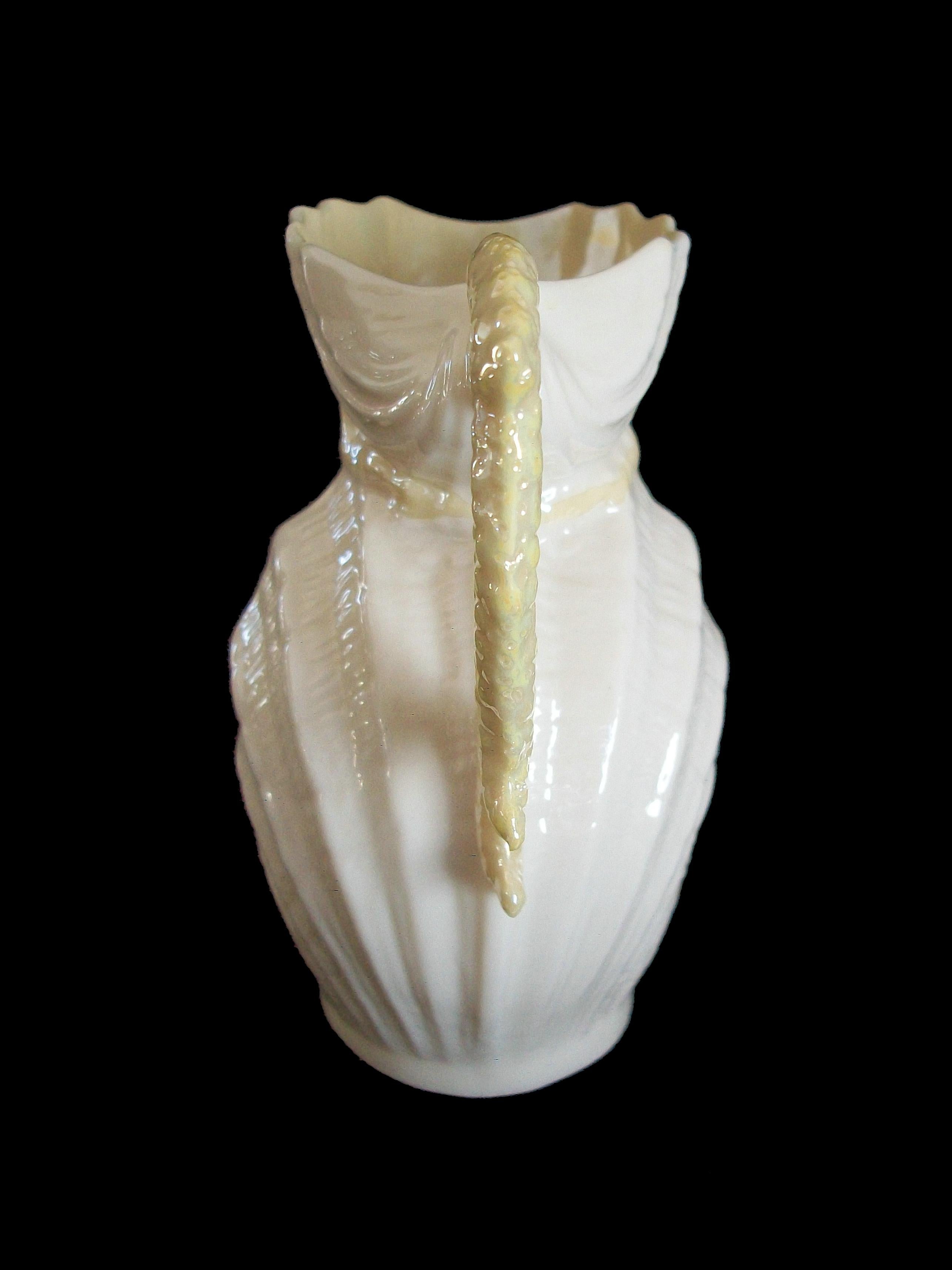 Glazed BELLEEK - 'Neptune' - Ceramic Cream Jug & Sugar Bowl - Ireland - Circa 1955-1980