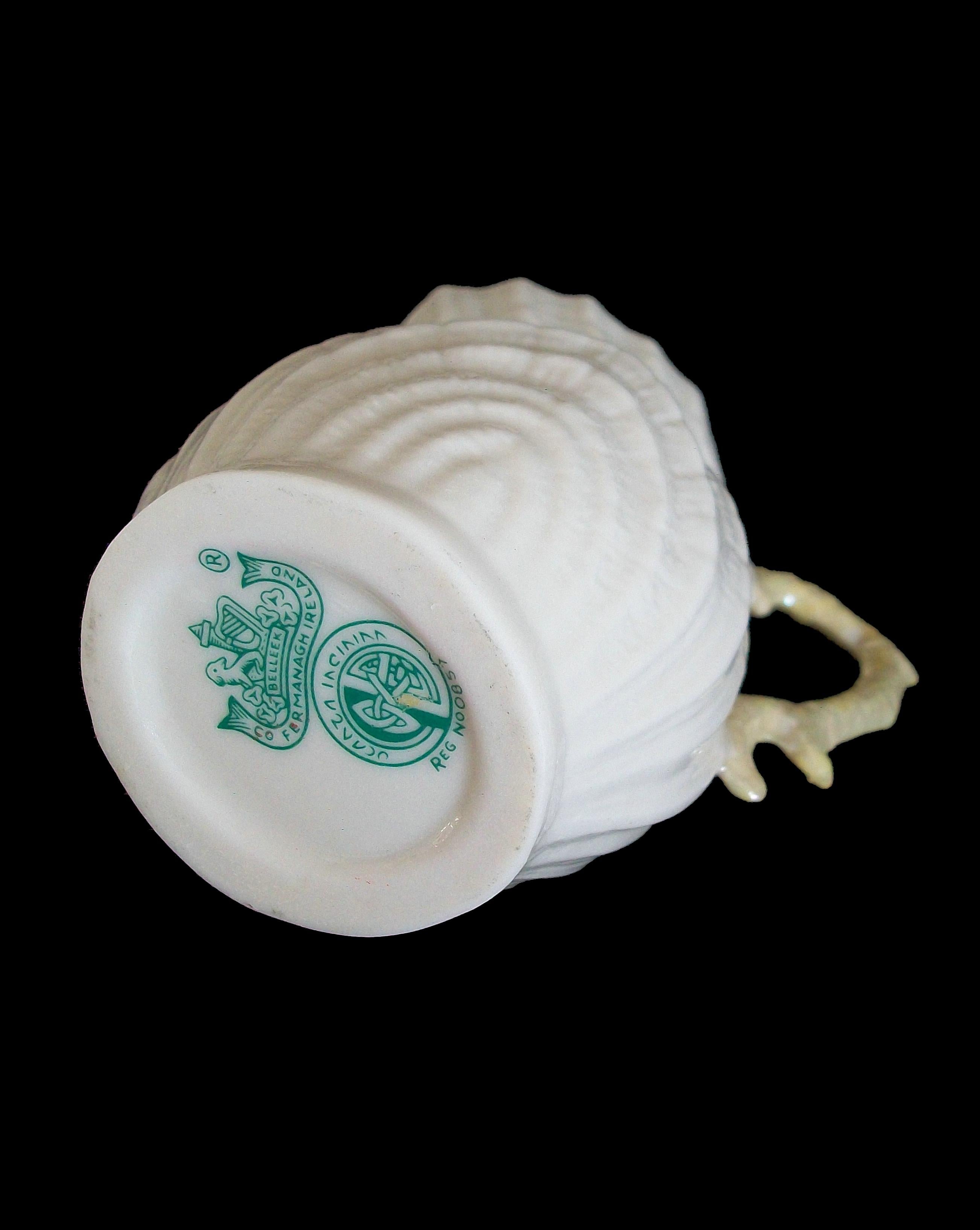 20th Century BELLEEK - 'Neptune' - Ceramic Cream Jug & Sugar Bowl - Ireland - Circa 1955-1980