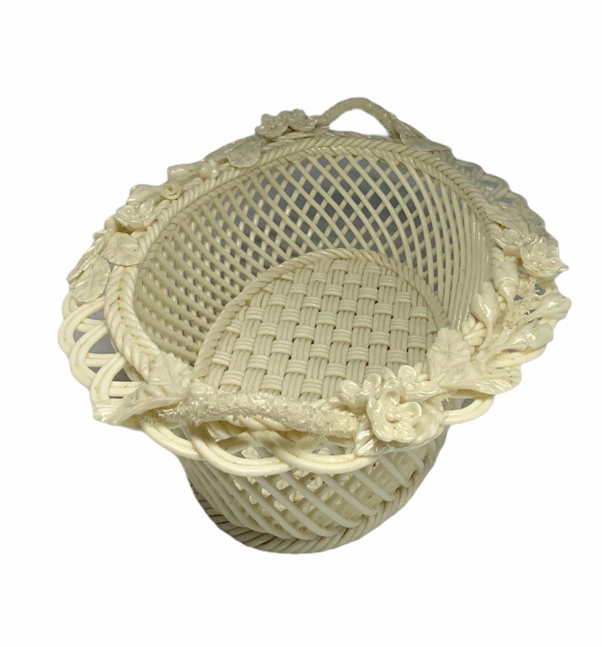 Belleek Pearly Paria Porcelain Woven Basket 6