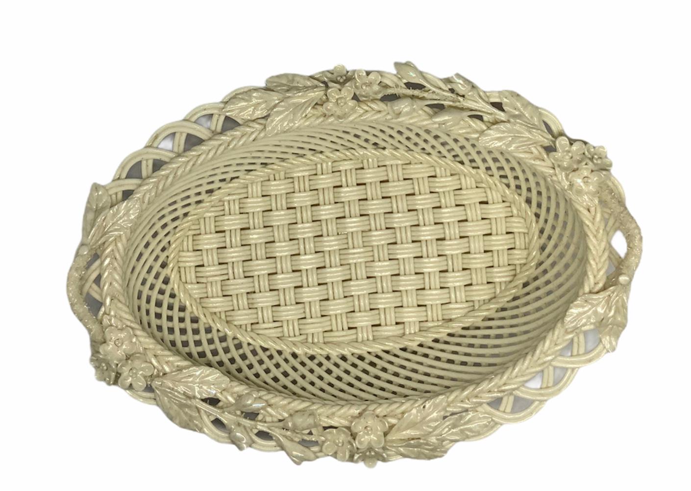 Belleek Pearly Paria Porcelain Woven Basket 1