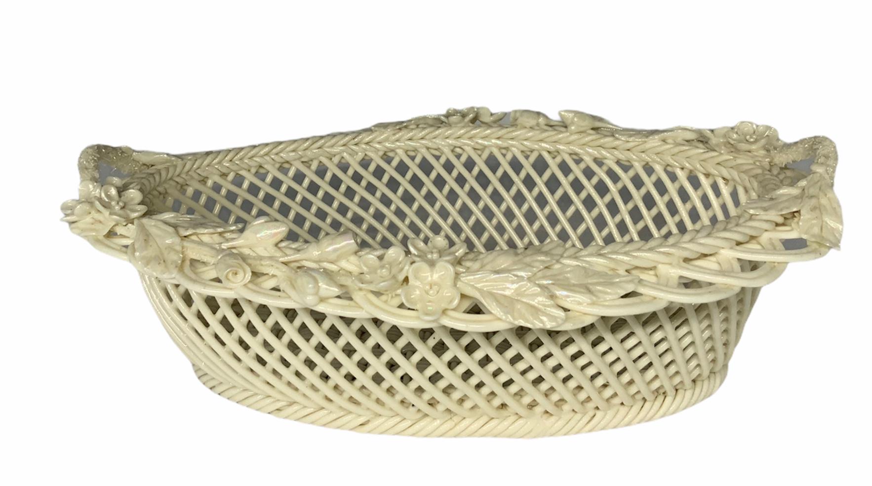 Belleek Pearly Paria Porcelain Woven Basket 2