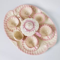 Belleek Porcelain Cabaret Tea Set, Pink Neptune, Victorian, circa 1891