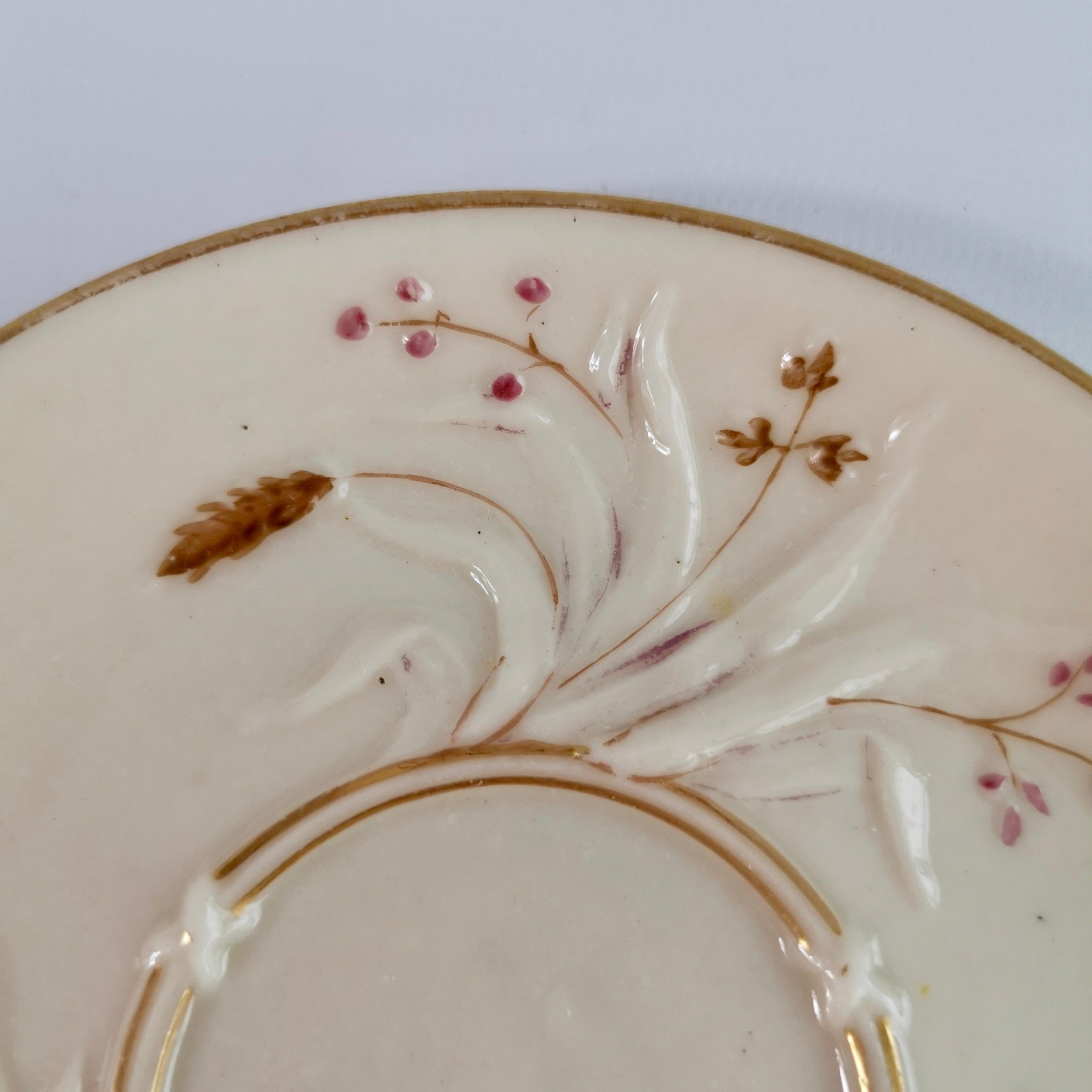 Belleek Porcelain Cup and Saucer, Grass Pattern, Victorian 1863-1891 2