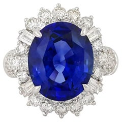 Bellerophon Certified 5 Carat Intense Blue UNHEATED Sapphire Ring
