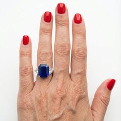 Bellerophon Certified 7.63 Carat VIVID Blue Sapphire NO HEAT Ring