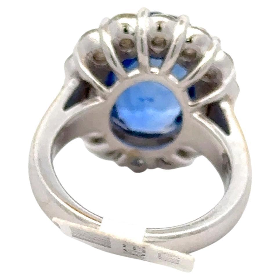 Donna Bellerophon Anello ovale con zaffiro blu di Ceylon Vivid Diamonds 10,94 carati 18KT in vendita