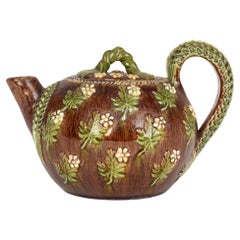 Antique Bellevue Rye Floral Design Art Pottery Teapot & Cover