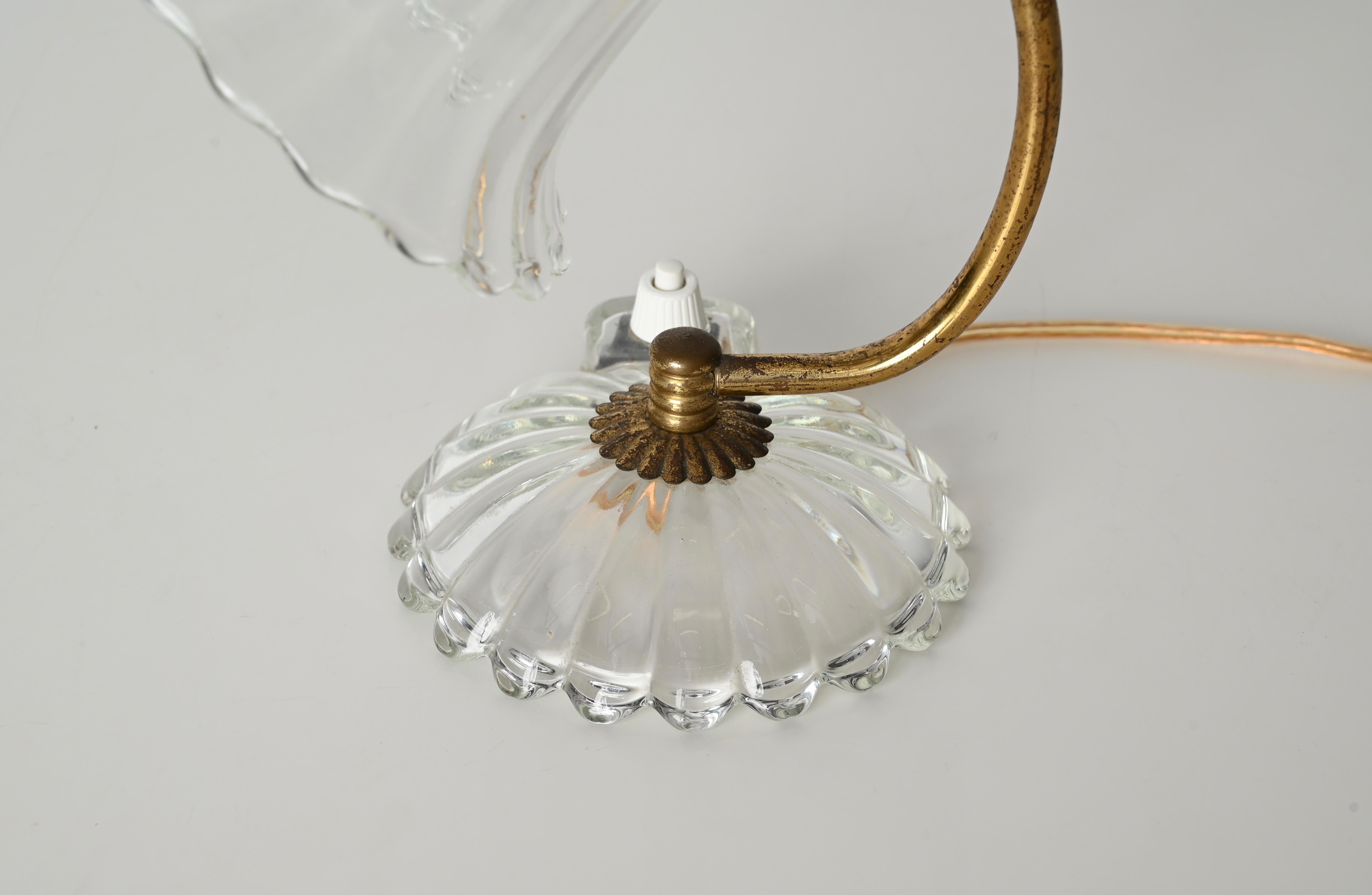 Bellflower Tischleuchte aus Murano-Glas und Messing von Ercole Barovier, Italien 1940er Jahre im Angebot 8