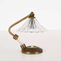 Lámpara de mesa Bellflower de cristal de Murano y latón de Ercole Barovier, Italia Década de 1940